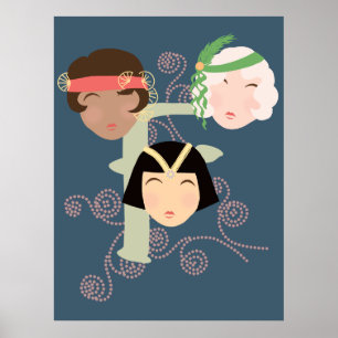 Poster Garotas flapper dos loucos anos 20