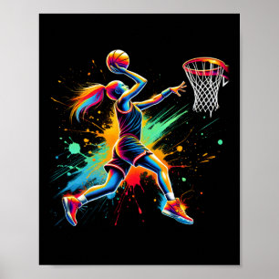 Poster Garotas Jogadoras de Basquete Coloridas