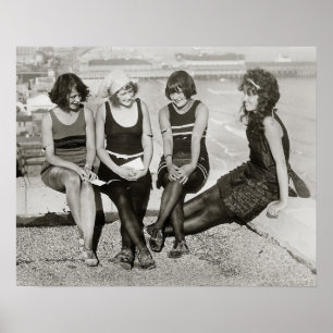 Póster Garotas na Praia de Atlantic City, 1922. Foto Anti