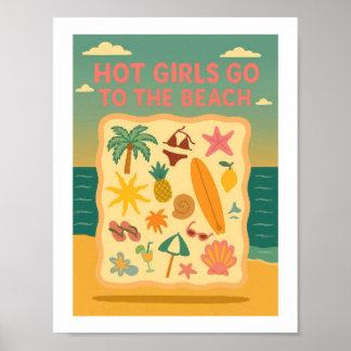 Poster Garotas Quentes Vão à Praia Citação Divertida de V