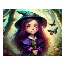 Garotinha Whimsical perdida na floresta