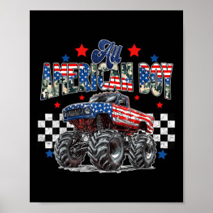 Poster Garoto Americano de 4 de Julho, Caminhão Monstro P