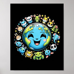 Poster Garoto Bonito Dia da Terra Garota Meninas Crianças