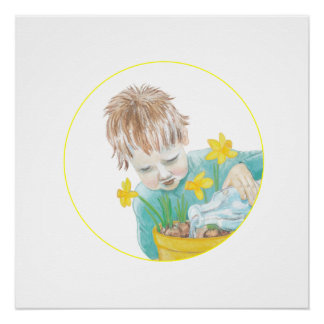 Póster Garoto Com Daffodils
