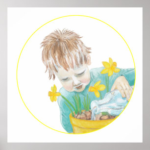 Poster Garoto Com Daffodils