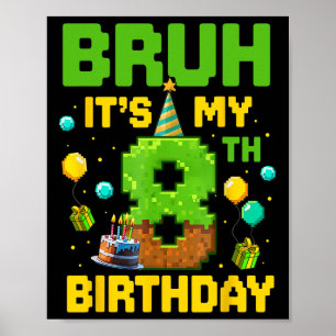 Poster Garoto Criança Aniversário Engraçado É Meu 8º Aniv