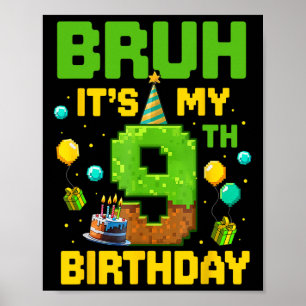 Poster Garoto Criança Aniversário Engraçado É Meu 9º Aniv