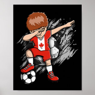 Poster Garoto Dabbing de Futebol - Jersey do Canadá Fãs d