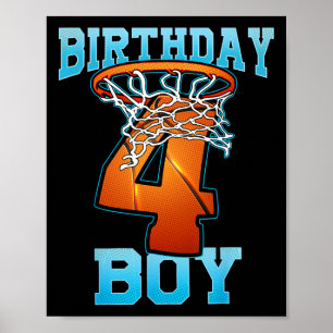 Poster Garoto De 4 Anos Oferece 5 de Aniversário Bysketby