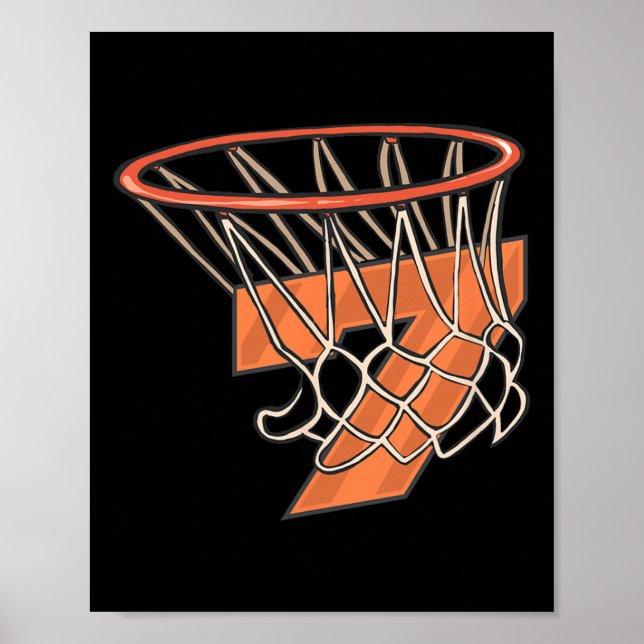 Poster Garoto de 7 anos de idade de basquete de aniversár (Frente)