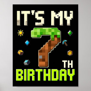 Poster Garoto de Aniversário Divertido É Meu 7º Aniversár