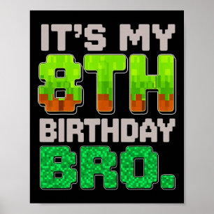 Poster Garoto de Aniversário Divertido É Meu 8º Aniversár
