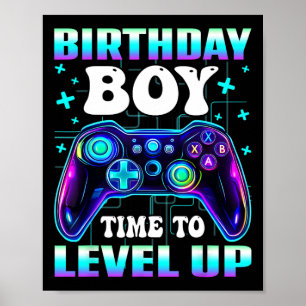 Poster Garoto de Aniversário Gamer Controle Hora de Subir