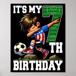 Poster Garoto de Futebol É Meu 7º Aniversário Bandeira Am