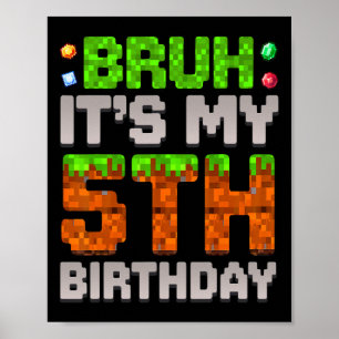 Poster Garoto Divertido de Aniversário Cara É Meu 5º Aniv