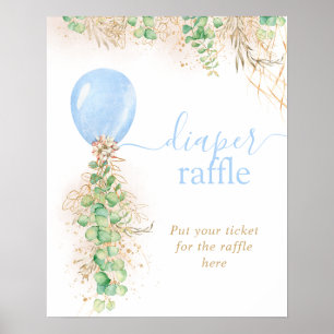 Poster Garoto Glitter Dourado Eucalyptus Balloon Fralda R