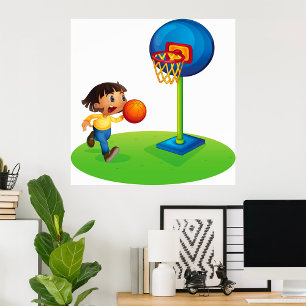 Poster Garoto Jogando Basquete