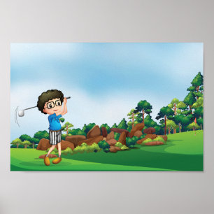 Poster Garoto Jogando Golfe