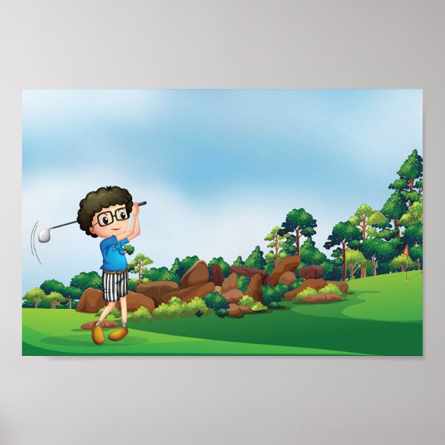 Poster Garoto Jogando Golfe (Frente)