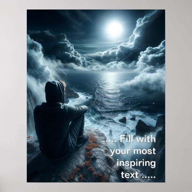 Poster Garoto olhando para as ondas (Frente)