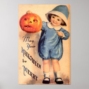 Póster Garoto Pequeno Segurando Abóbora - Que Seu Hallow