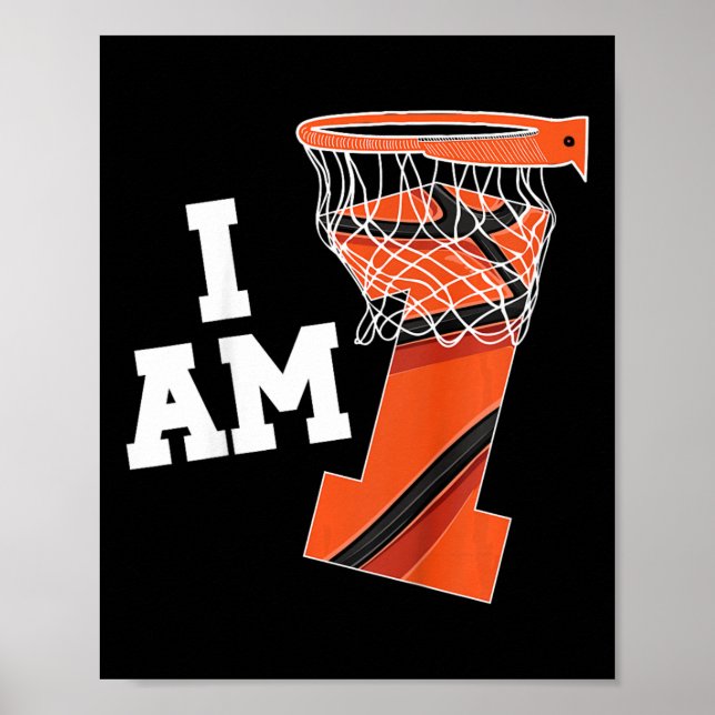 Poster Garoto primeiro aniversario De Basquete Crianças D (Frente)