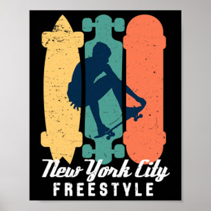 Poster Garoto Skate New York City Vintage Rua Skateboard