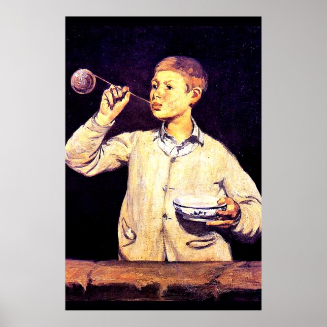 Poster Garoto soprando bolhas, pintura de Edouard Manet (Frente)