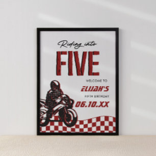 Poster Garotos 5 Motocross Dirt Bike Aniversário