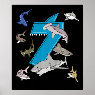 Poster Garotos 7 de Aniversário Tubarão Branco