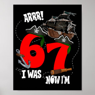 Poster Garotos arrr eu tinha 6 7 tema pirata 7º aniversár