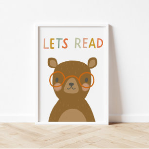Poster Garotos de Leitura de Vamos de Urso Cortado