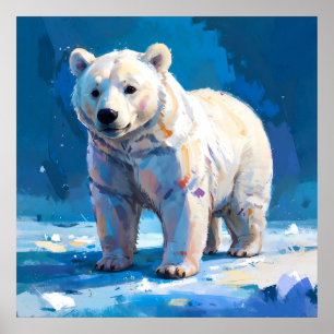 Poster Garotos De Urso Polar Branco Da Aquarela