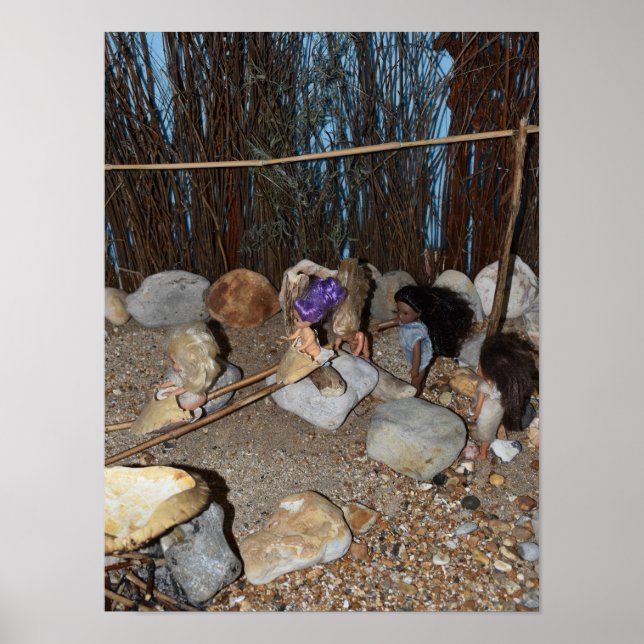 Poster Garotos Stoneage brincando. (Frente)