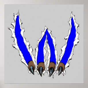 Póster Garra que rasga-se com o design - azul dos