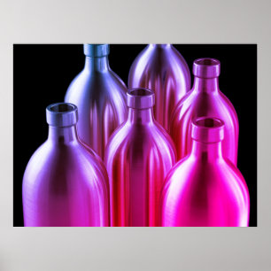 Poster Garrafa de Aço Vermelha + Roxa Parede de Fundo Pre