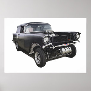 Póster Garrafa de entrega Chevy sedan Black 1957