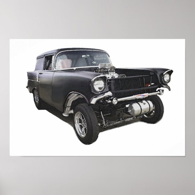 Póster Garrafa de entrega Chevy sedan Black 1957 (Frente)