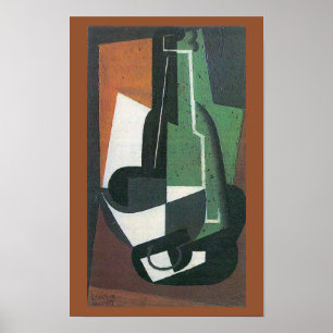 Poster Garrafa de jarro de vinho por Juan Gris, Cubismo V