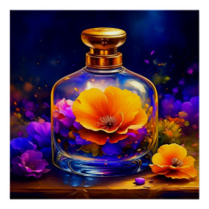 Póster Garrafa de perfumaria roxa-de-laranja