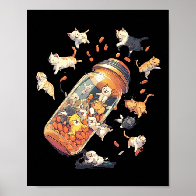 Poster Garrafa de Pílula Antidepressiva - Saúde Mental S  (Frente)