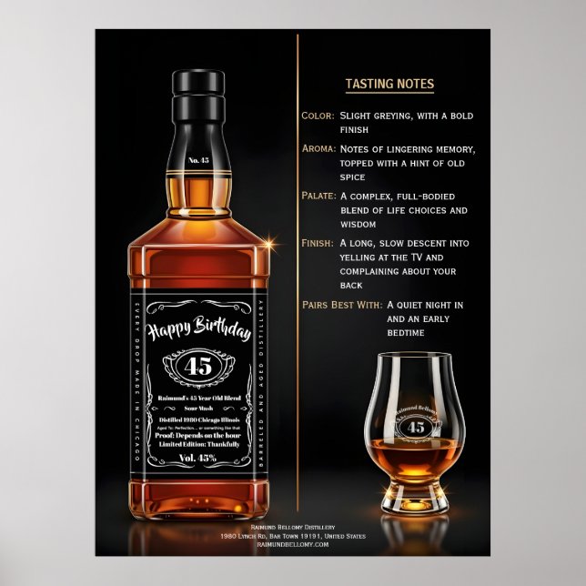 Poster Garrafa de Uísque Envelhecida à Perfeição para Ani (Frente)