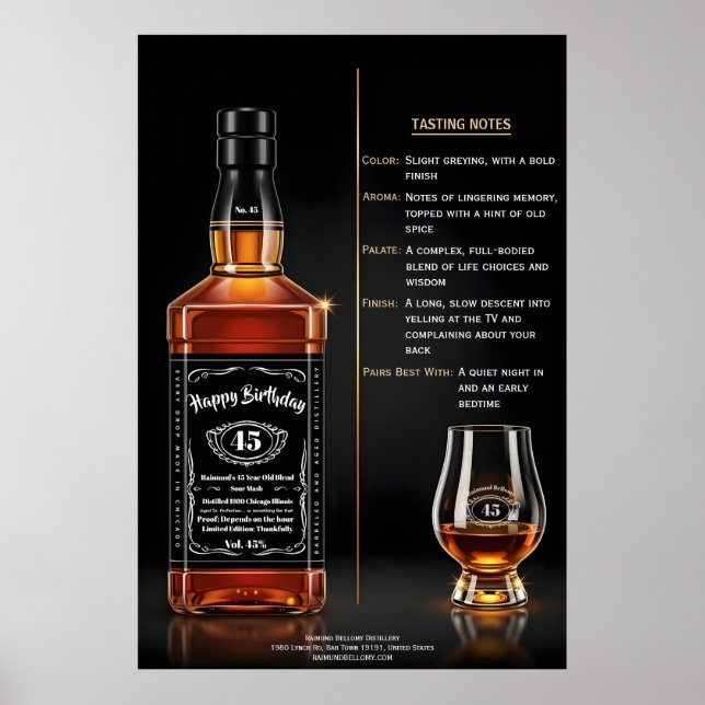 Poster Garrafa de Uísque Envelhecida à Perfeição para Ani (Frente)