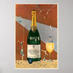 Poster Garrafa De Vinho Champanhe Bebida Cozinha Retro Vi