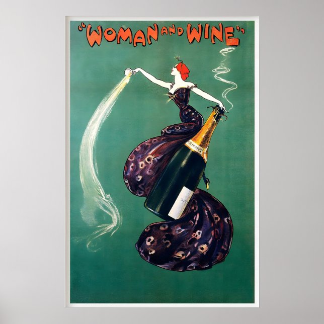 Poster Garrafa de Vinho Champanhe Comida e Bebida (Frente)