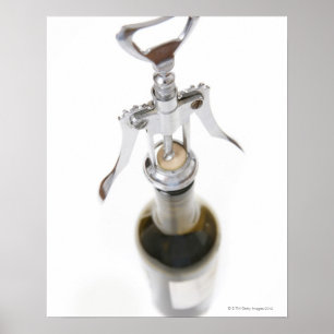 Poster Garrafa de vinho com corkscrew.