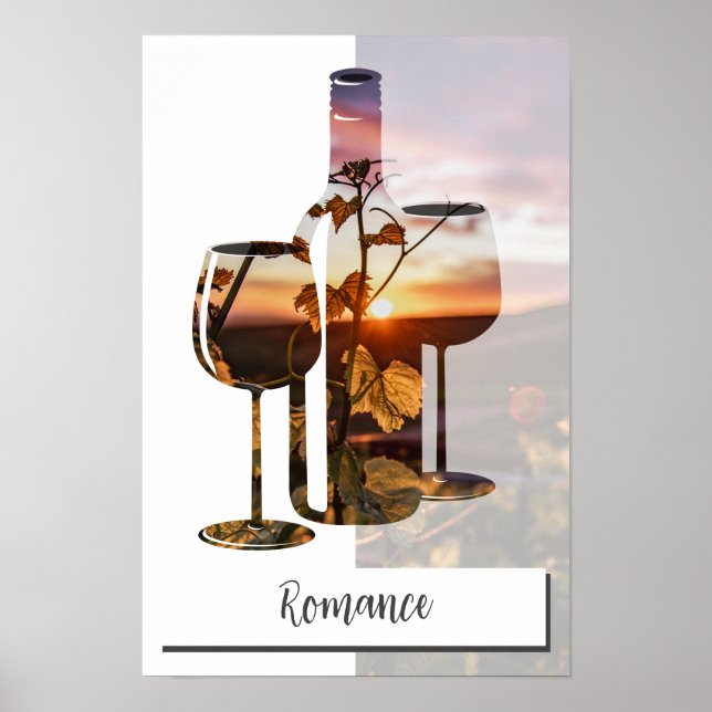 Poster Garrafa de Vinho com Foto & Texto Personalizados e (Frente)
