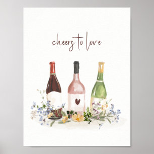 Poster Garrafa de Vinho de Flor Silvestre Brinde ao Sinal