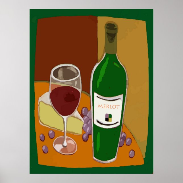 Póster Garrafa de vinho Merlot (Frente)