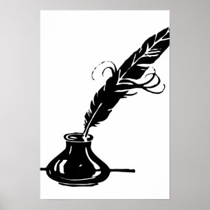 Póster Garrafa do Quill e de tinta